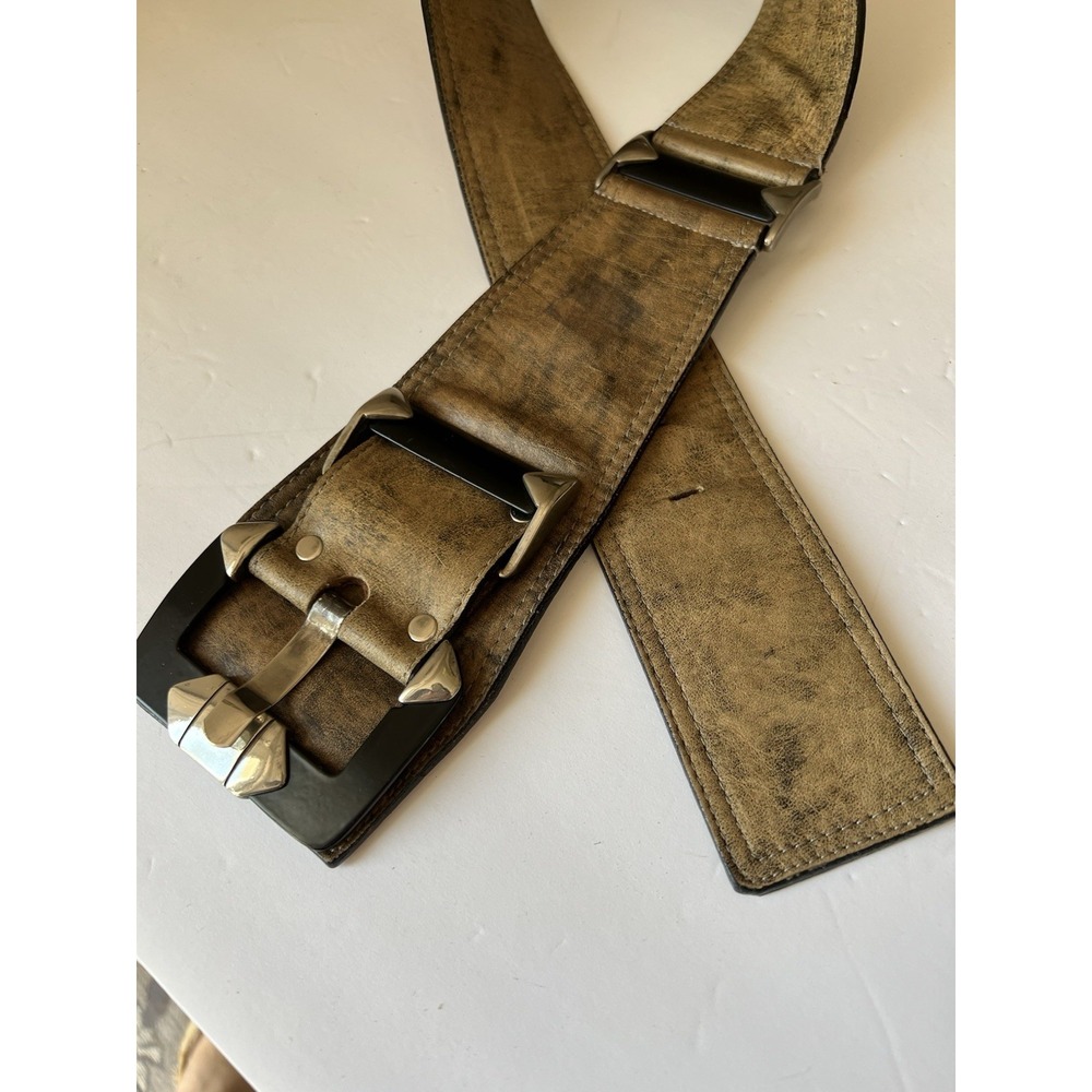 VTG Streets Ahead Leather Silver Black Brown Belt Small 30" Glam Western Boho